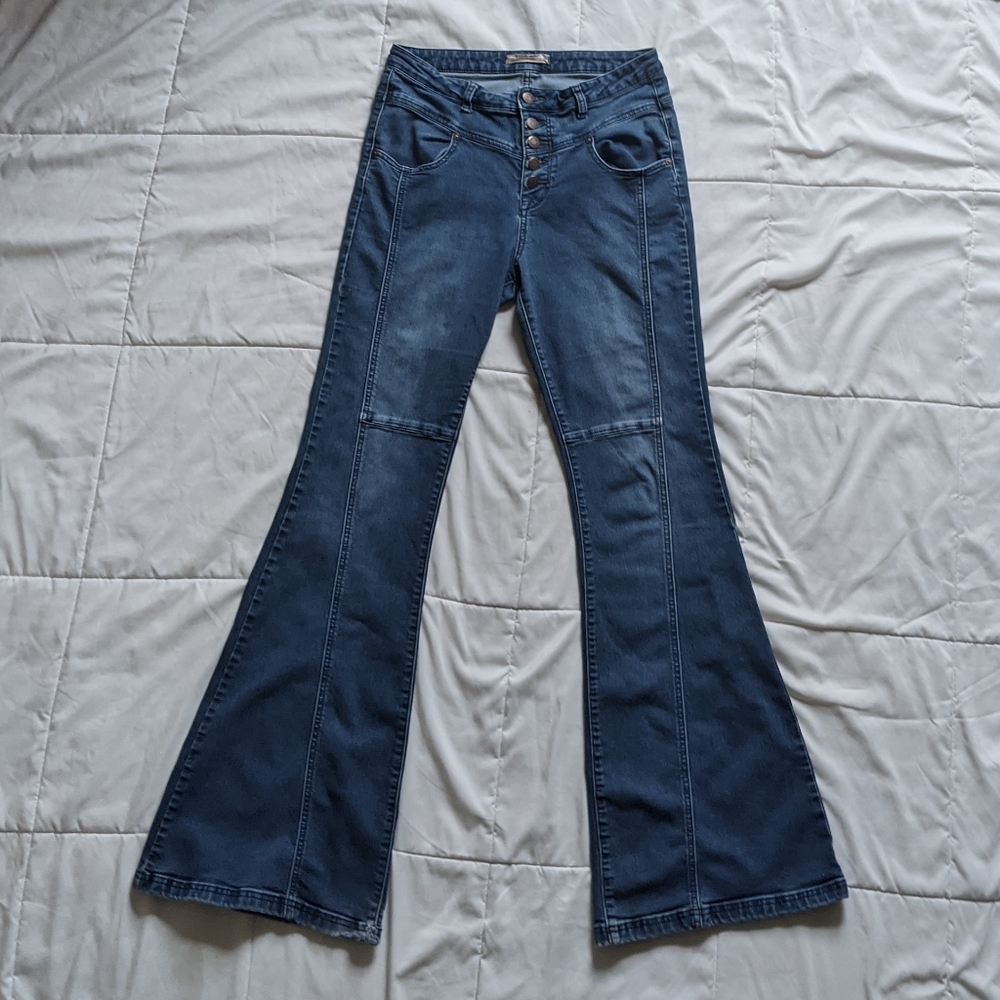 Free People high waist flare jeans, dark wash